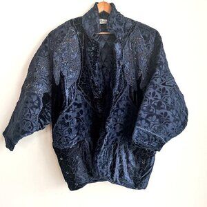Vintage O'Rocco Blue Velvet Embellished Embroidered Maximalist Jacket L